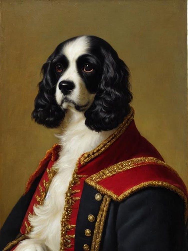 English Cocker Spaniel 3 Renaissance Portrait Oil Painting