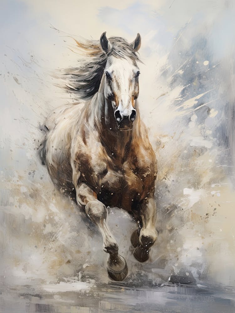 A Horse Painting In The Style Of Impressionistic Brushwork 1