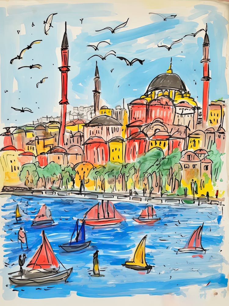 Istanbul, Dreamy Storybook Illustration 3