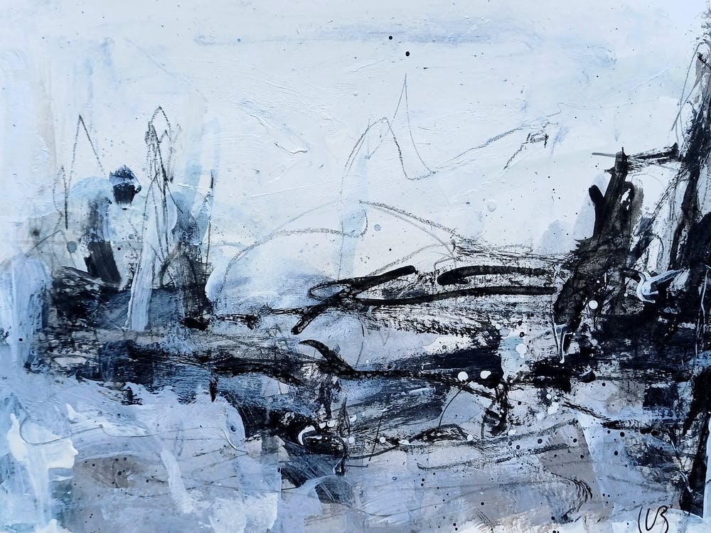 Abstract Painting, Acrylic Blue Color