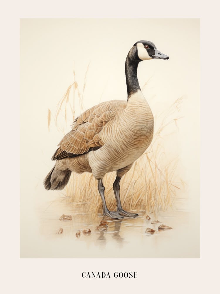 Dessin d'Oiseau Vintage - Bernache du Canada 3 - Affiche