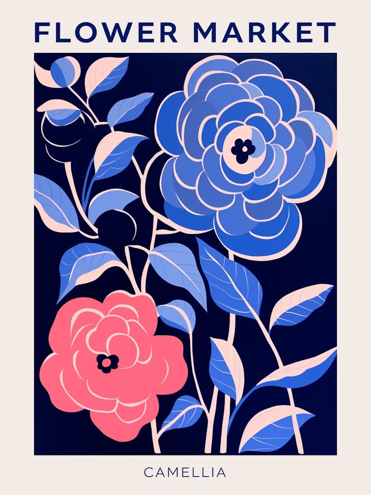 Blue Flower Market Poster Camellia 2