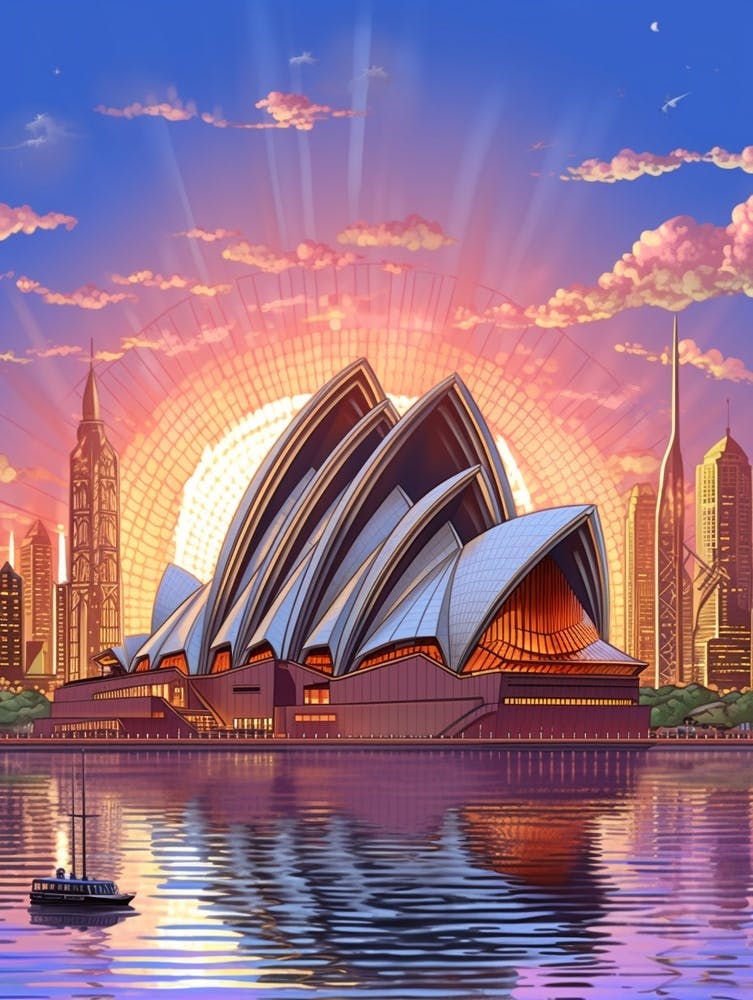 Sydney Opera House Pxiel Art 1