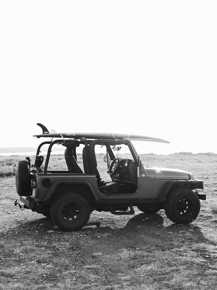 Surf Jeep Black And White