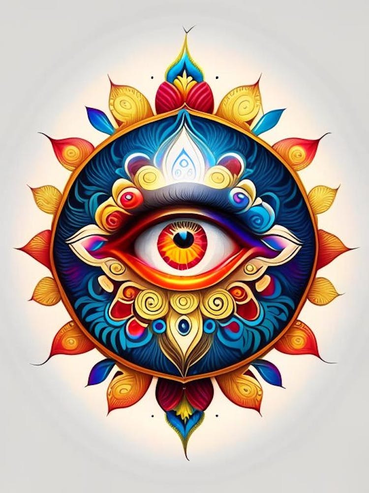 Dharma Wheel, Symbol, Third Eye Tattoo 1
