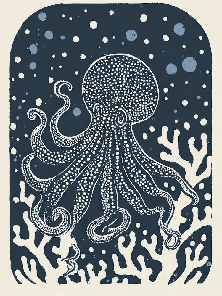 A Whimsical Octopus In A Coral Reef