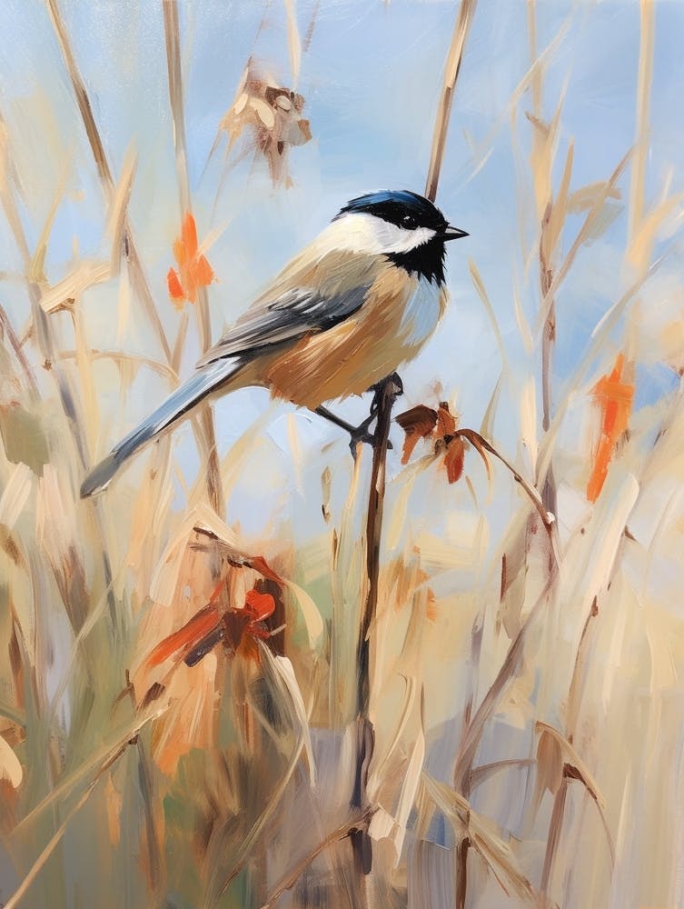 Bird Painting Carolina Chickadee 1