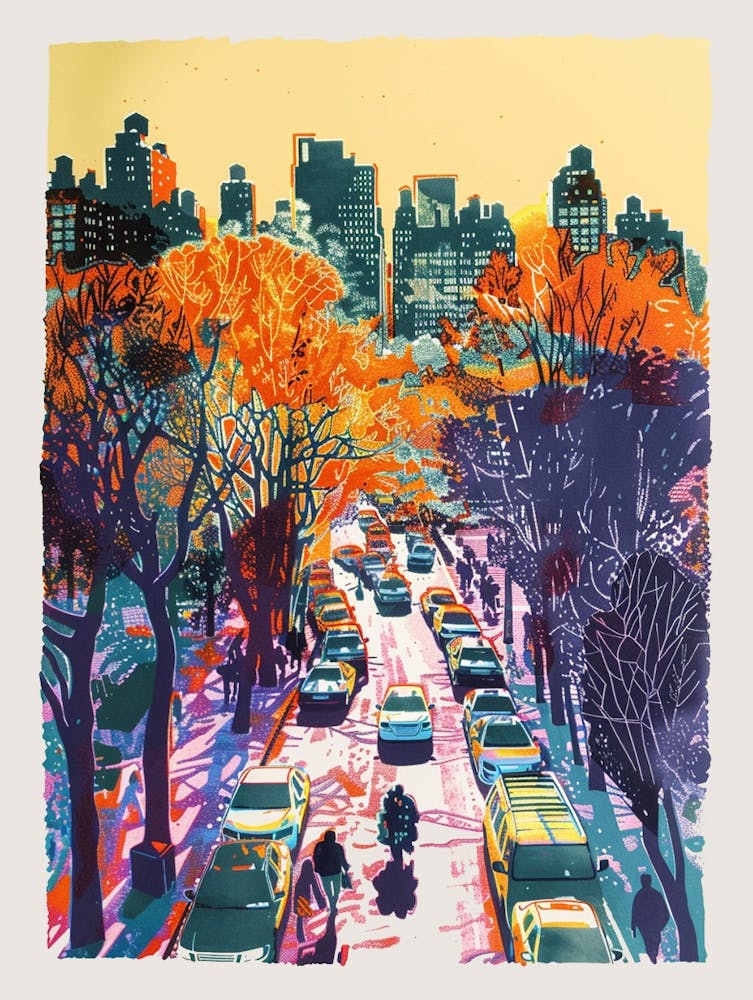 Fordham New York Farbenfrohe Siebdruck-Illustration 2