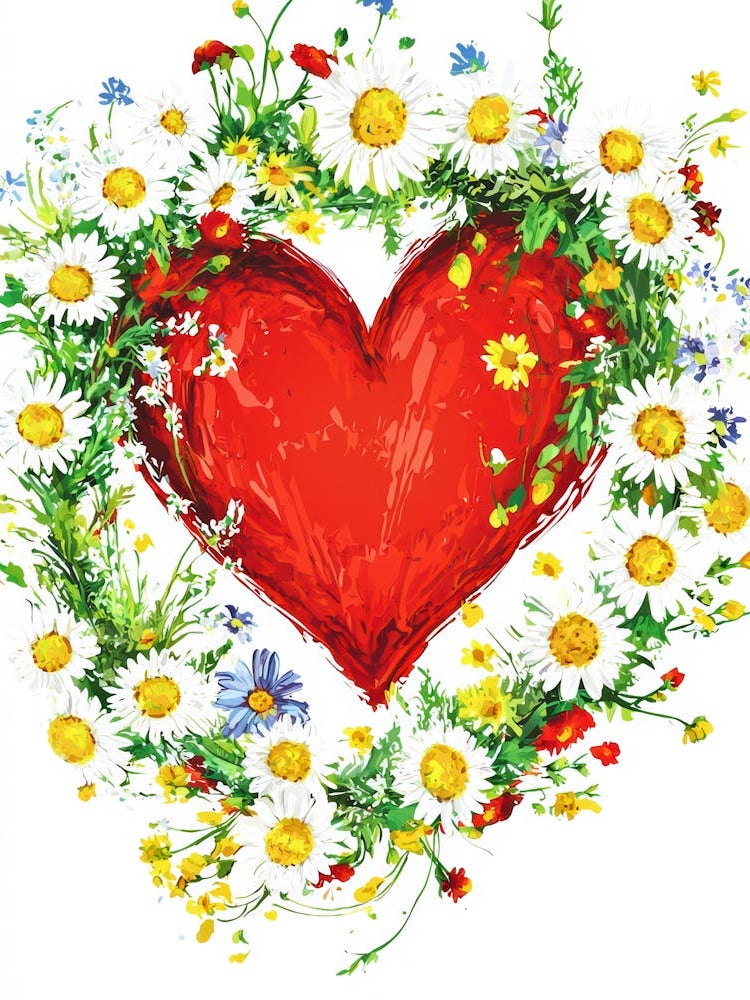 Heart With Daisies 2