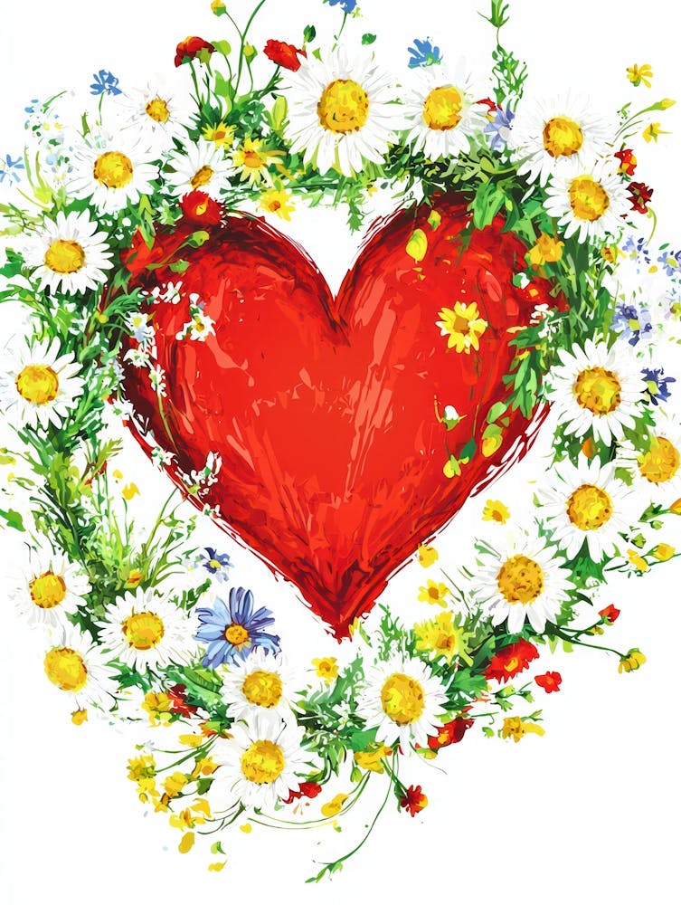 Heart With Daisies 2