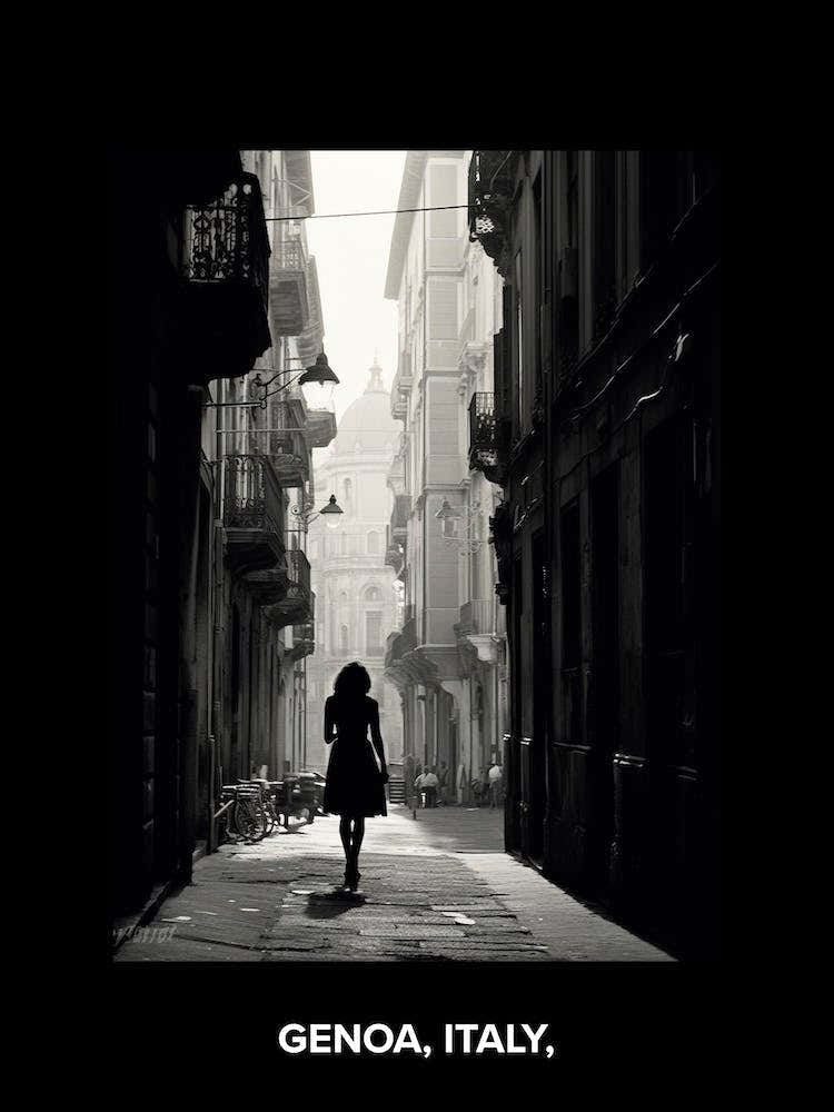 Poster Of Genoa, Italy,, Mediterranean Black And White Photography Analogue 3