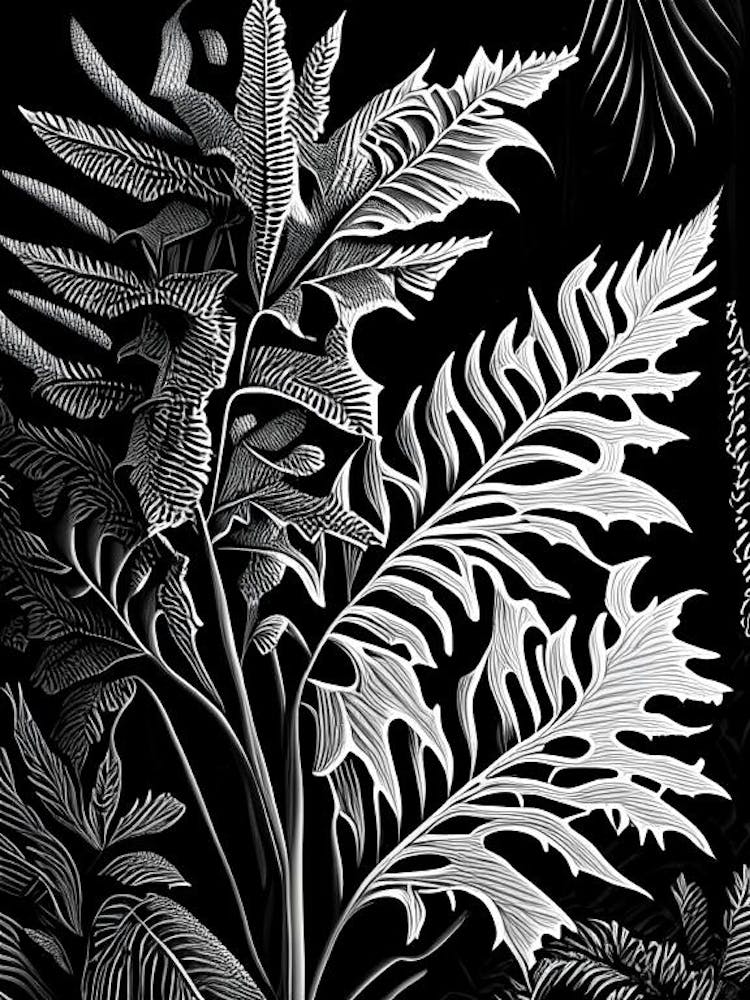 Holly Fern Linocut