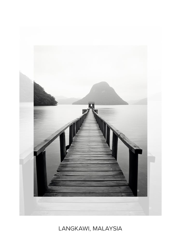 Poster Of Langkawi, Malaysia, Black And White Old Photo 4