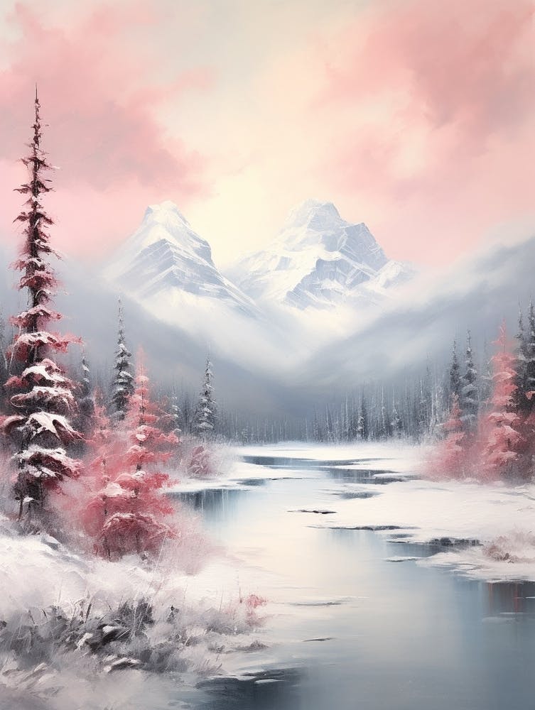 Dreamy Winter Painting Banff Canada 1