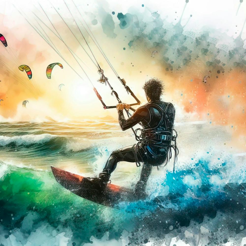 Kitesurfing in watercolor 2