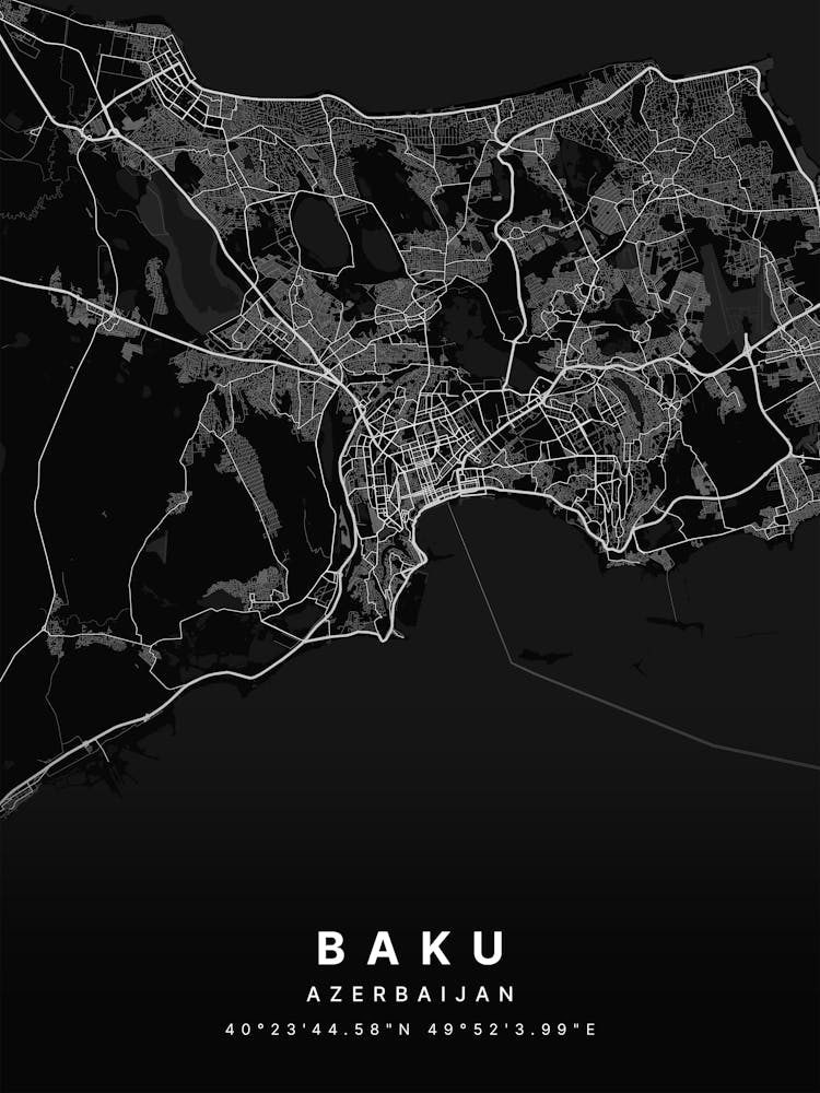 Baku Azerbaijan Black Map 1