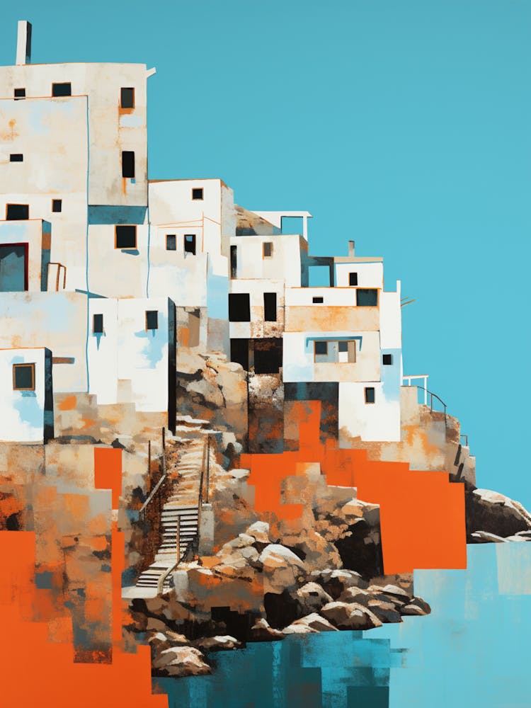 Abstract Illustration Of St Ives Bay Cornwall Orange Hues 3