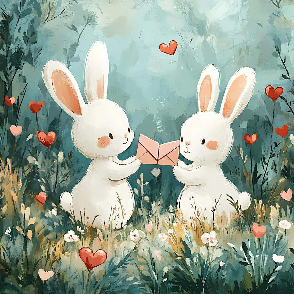 Adorable Bunnies Sweet Love Letters 1