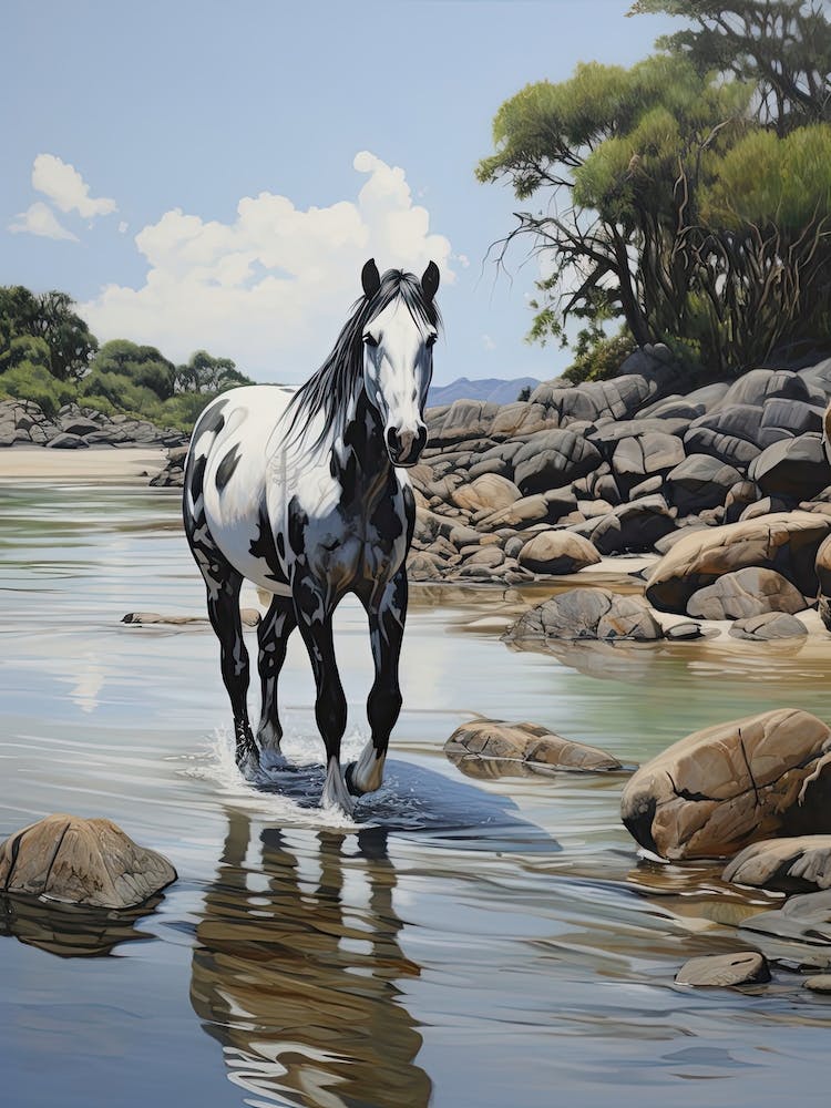 A Horse Oil Painting In Boulders Beach, South Africa, Portrait 2