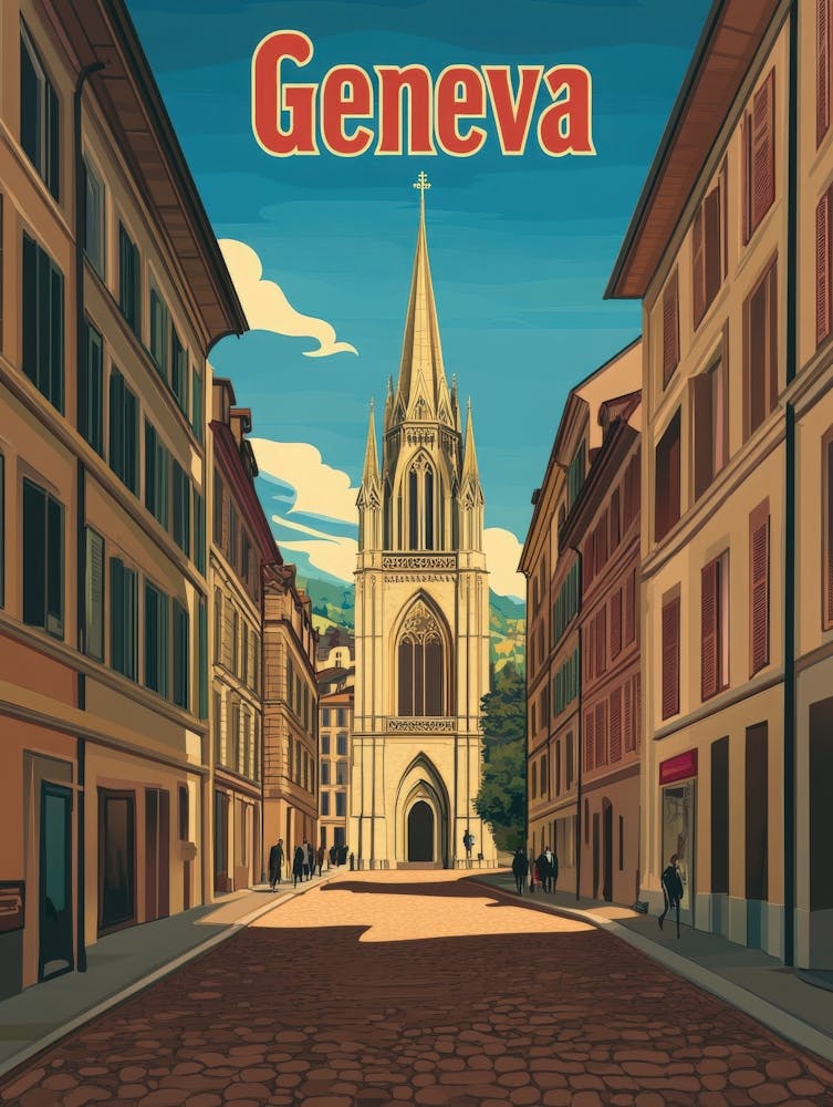 Aihrgdesign A Retro Travel Poster For Geneva 3