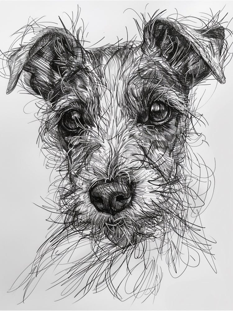 Parson Russell Terrier Dog Line Sketch  3