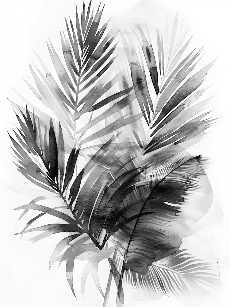 Palm Leaves In Black And White