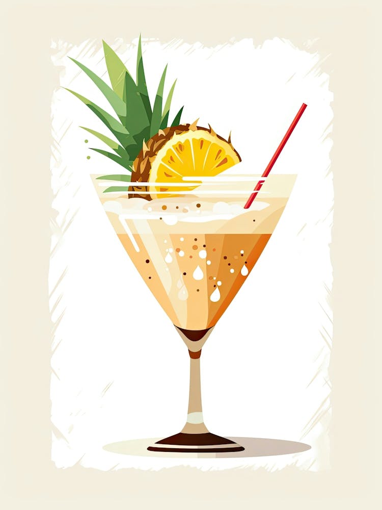 Illustration Piña Colada Floral Infusion Cocktail 4