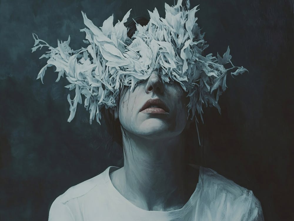 Girl With Flowers On Her Face