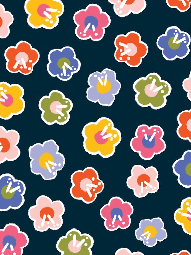 Daisy Sticker In Teal