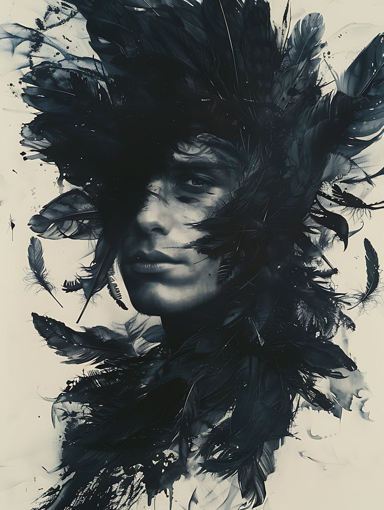 Whimsical Dark Feathers Man 1