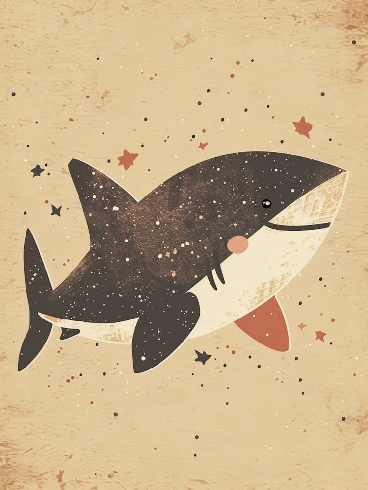 Cute Muted Pastels Storybook Style Shark 1