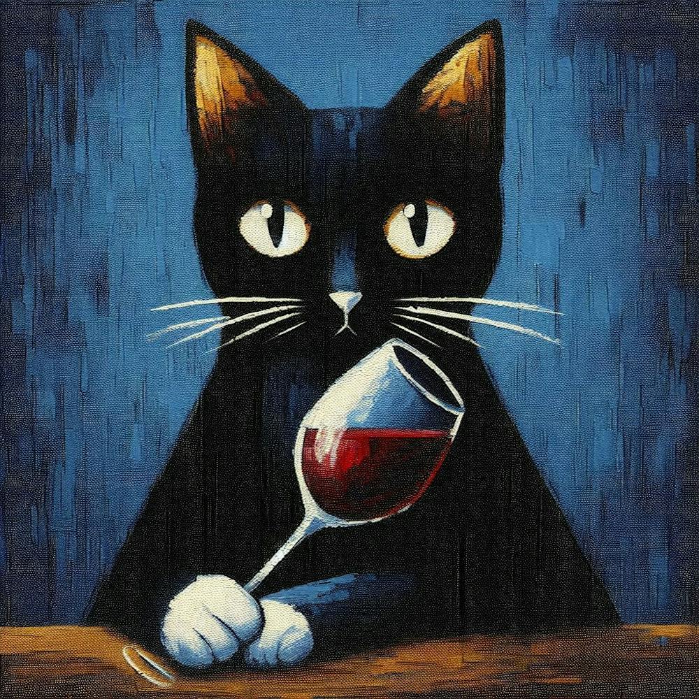 Cat With Wine Glass 1