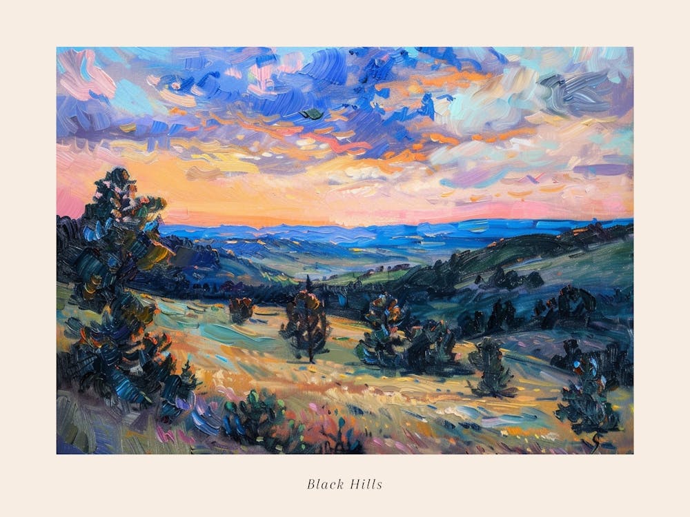 Western Sunset Landscapes Black Hills South Dakota 1 Poster