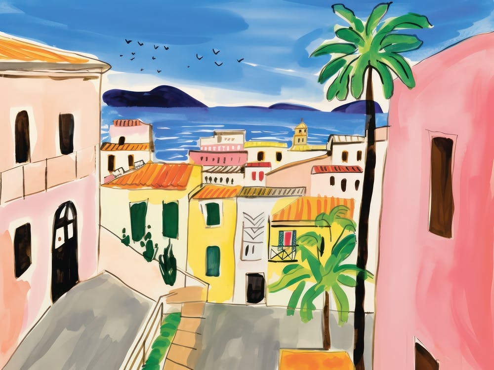 Palermo Italy Cute Watercolour Illustration 2