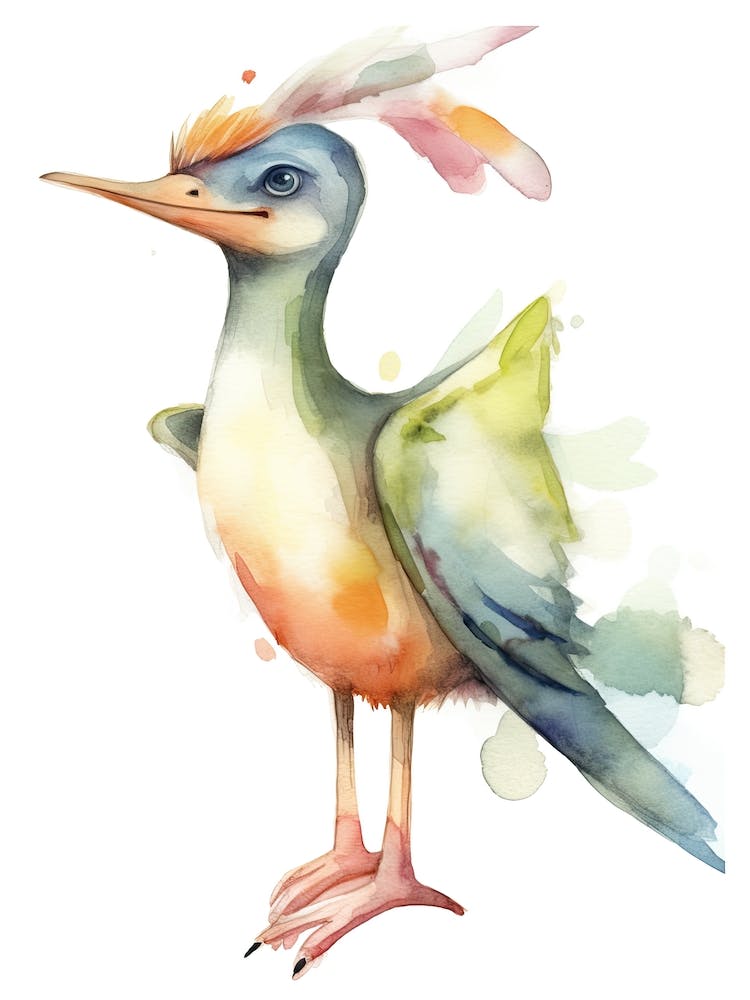 Pterodactyl Cute Dinosaur Watercolour 3