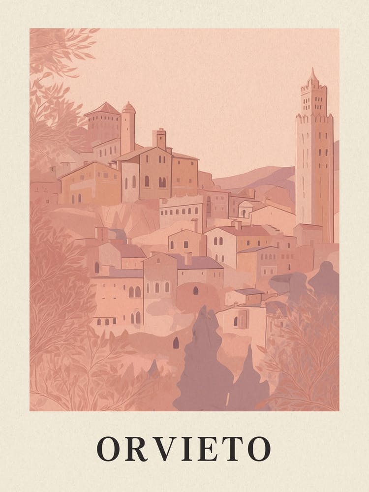 Orvieto Vintage Pink Italy Poster