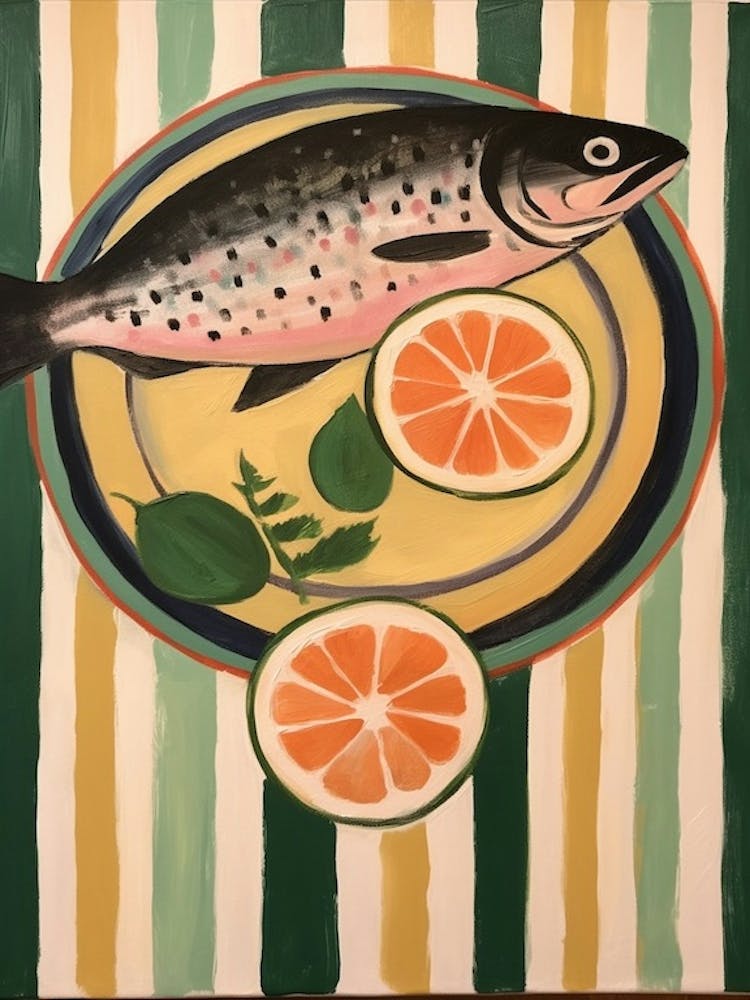 Salmon 2 Italian Still Life Painting