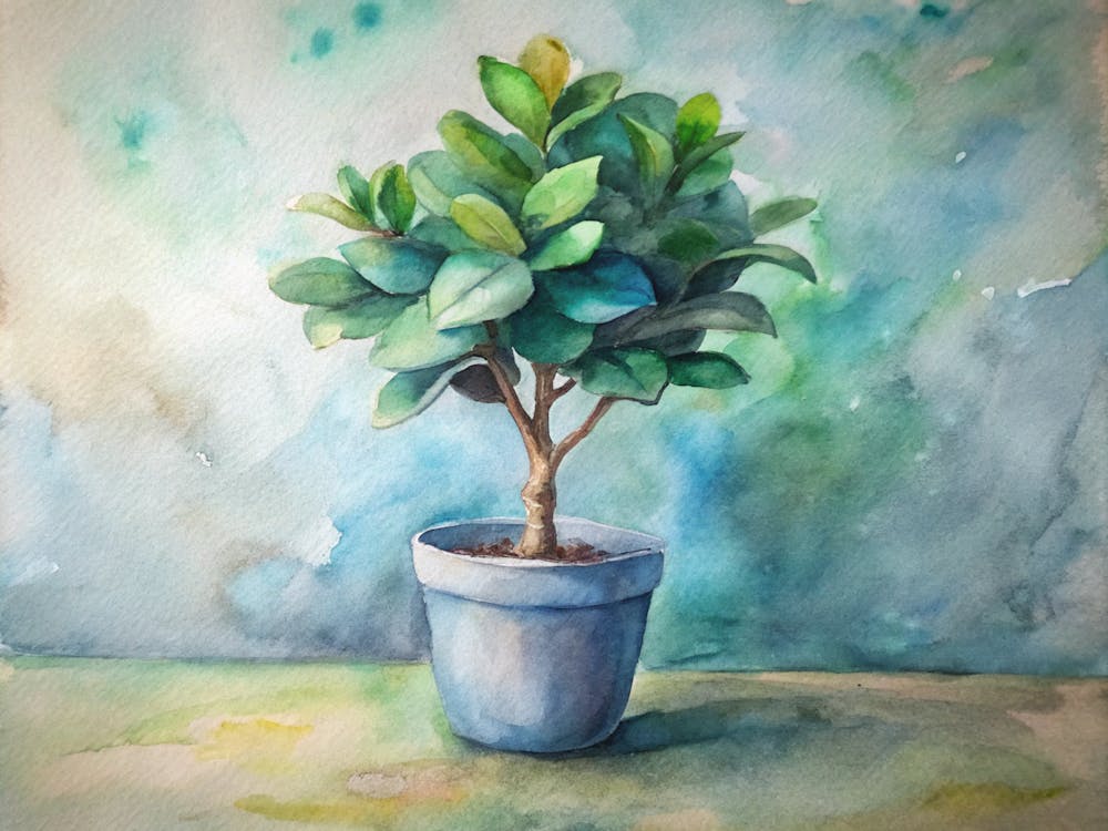 Watercolor Of A Potted Plant 1