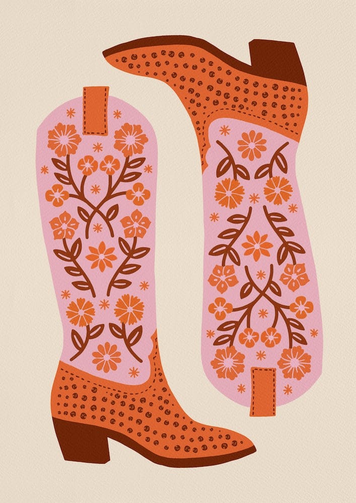 Cowgirl Boots   Pink And Orange