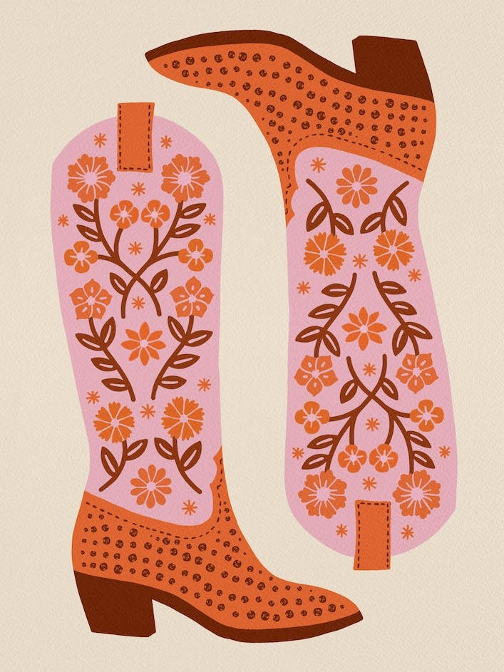 Cowgirl Boots   Pink And Orange
