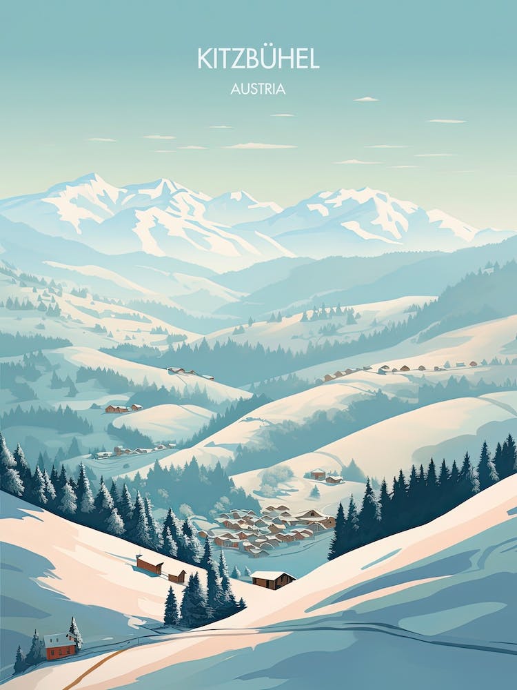 Poster Of Kitzbuhel   Austria, Ski Resort Illustration 0