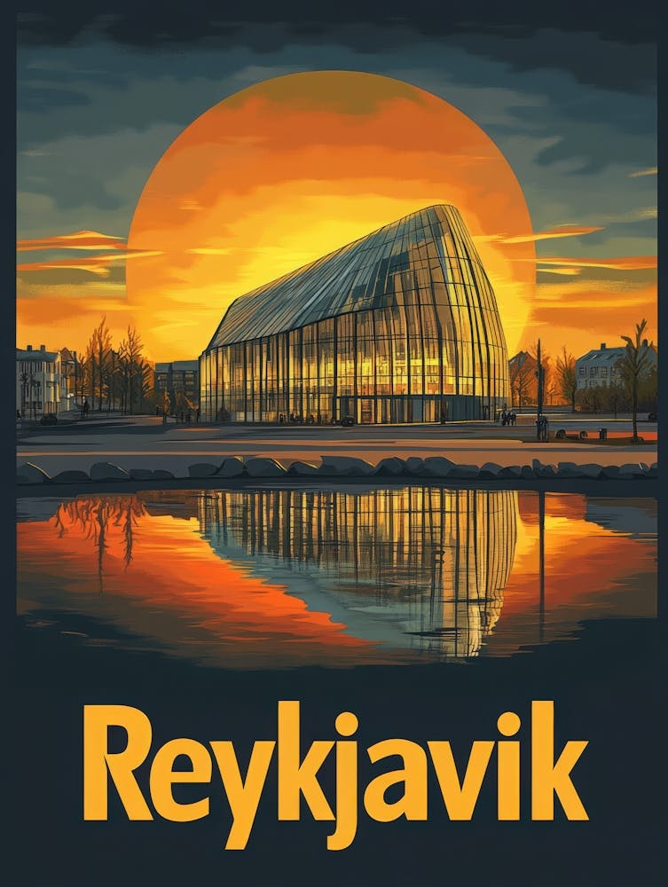 Aihrgdesign A Mid Century Modern Travel Poster For Reykjavik 3