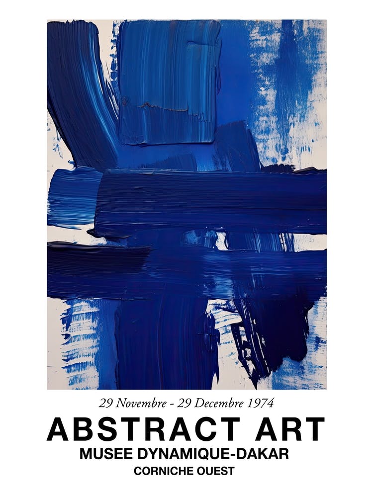 Blue Brush Strokes Abstract 5 Exhibition Poster