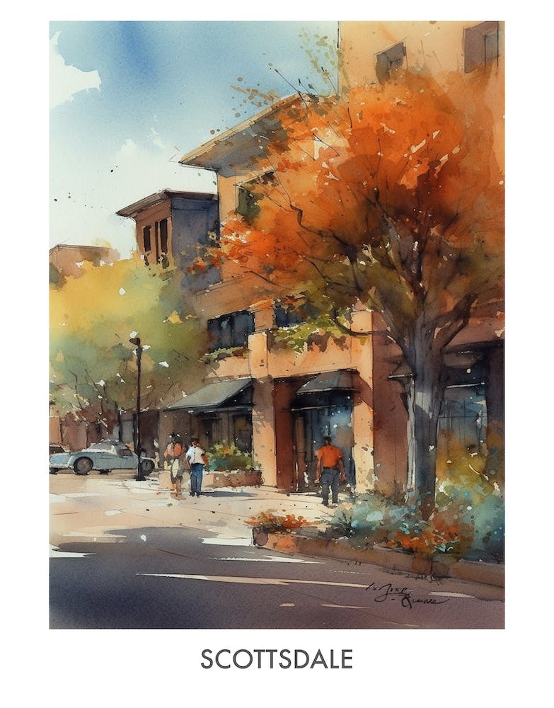 Scottsdale Aquarell Reiseposter