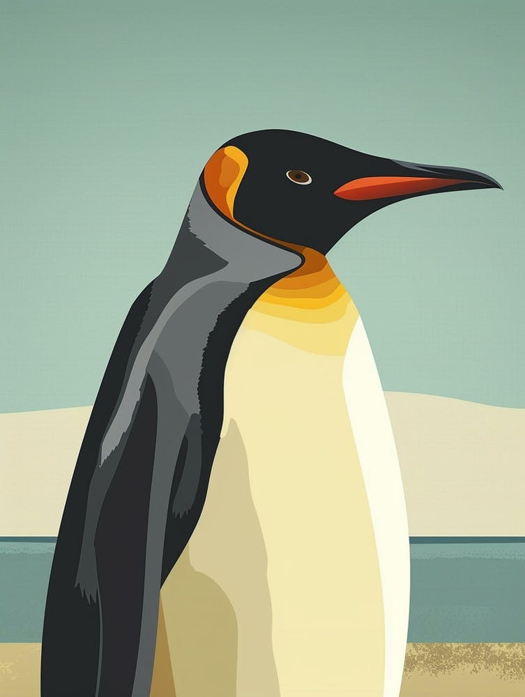 King Penguin Petermann Island Minimalist Illustration 4