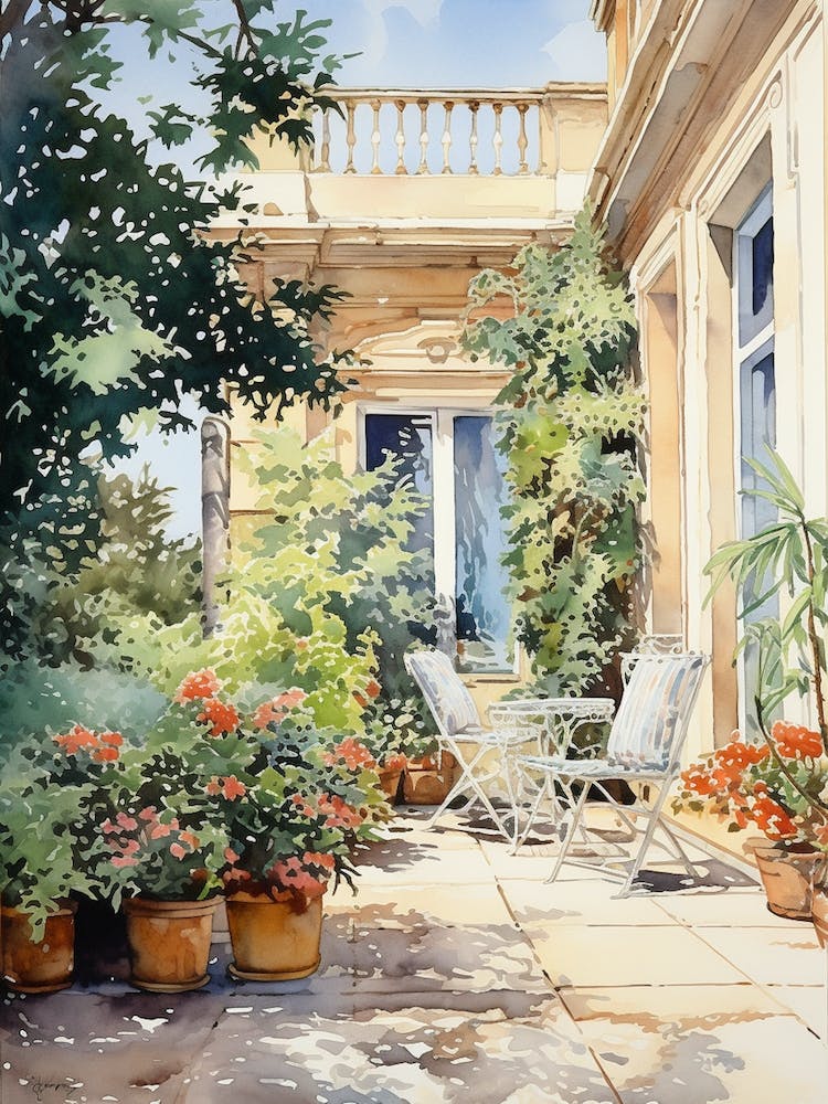 Jardin Des Plantes France Watercolour Painting
