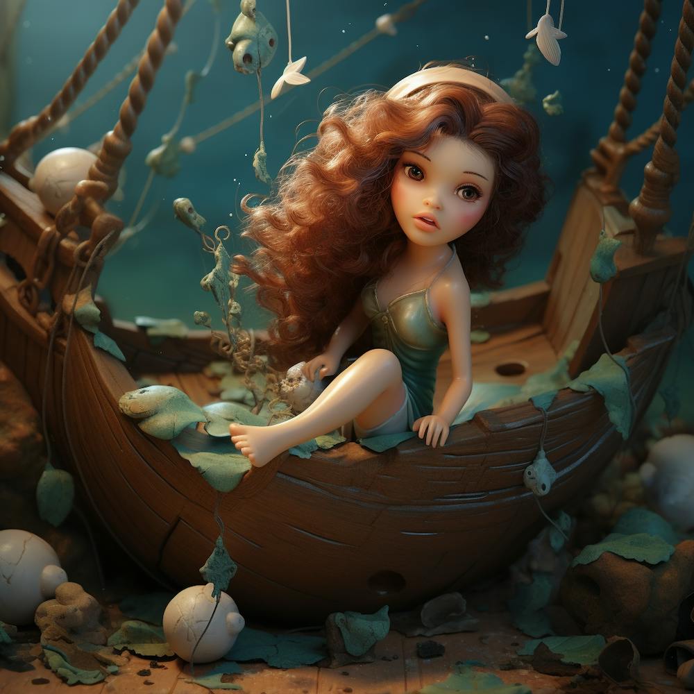 Shivangi Chavda 3d Art Of Baby Mermaid Sitting On Half Broken S 673ce61f 168e 457b Bfca 321595860f0b