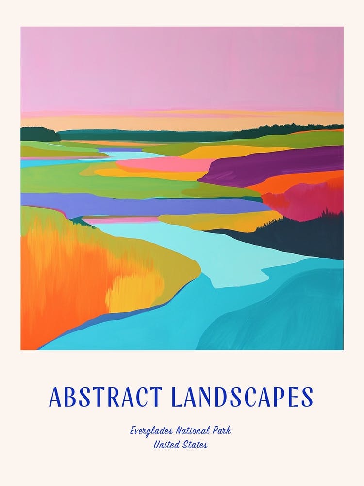 Colourful Abstract Everglades National Park Usa 7 Poster Blue