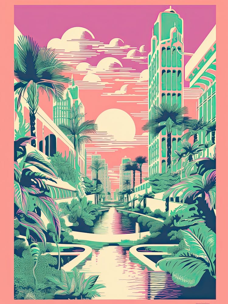Miami In Risograph Style 1