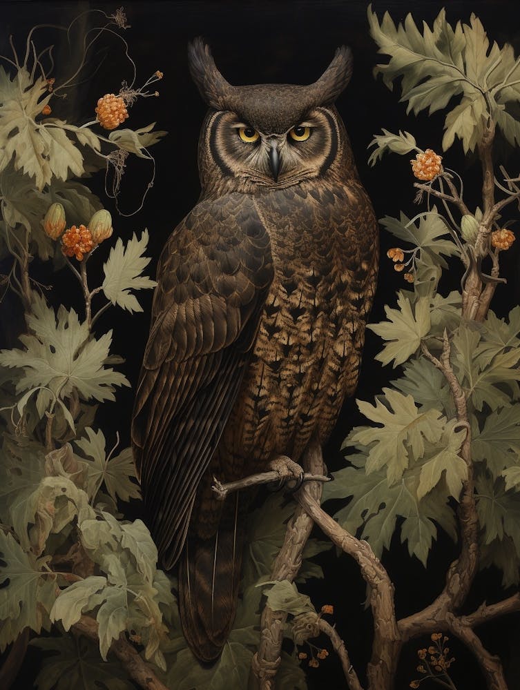 Dark And Moody Botanical Owl 4